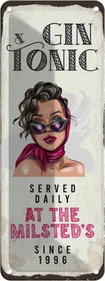 Produktbild von vianmo Blechschild 27x10 cm Gin & Tonic Served Daily Milsted´s