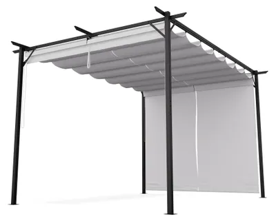 Produktbild von Blumfeldt Pantheon Robuster Gartenpavillon 3x4 m, wasserdichtes Polyesterdach mit PA-Beschichtung, Jalousien, stabiles pulverbeschichtetes Stahlgestell, Pavillon winterfest