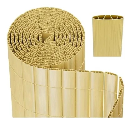 Image de Clôture de jardin en PVC 1,6 x 4 m - En forme de W, résistante au vent et aux intempéries, résistante aux UV - pour le jardin et la terrasse