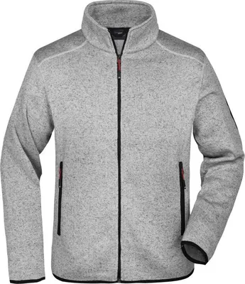 Produktbild von Modische Strickfleece Jacke mit Stehkragen light-grey-melange/red, Gr. M