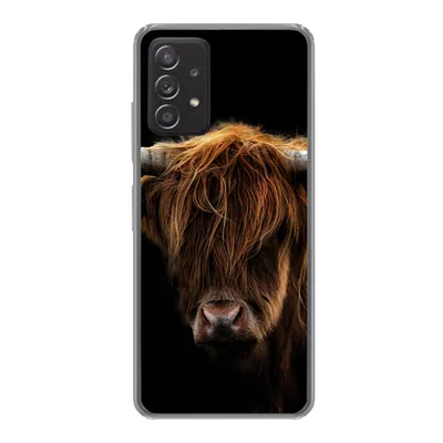 Produktbild von MuchoWow® Handyhülle Schutzhülle Hülle für Samsung galaxy a73 Schottischer Highlander - Hörner - Schwarz - Tiere - Natur - Wild - Kuh Silikon Softcase Handy Hülle - Handyhülle