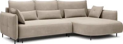 Produktbild von Selsey Oblivio - Ecksofa mit Schlaffunktion, Bettkasten, Veloursbezug wasserabweisend Hellbeige, Ottomane rechts