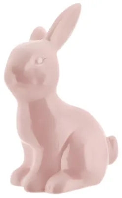 Produktbild von Deko-statue Osterhase / Kaninchen - sitzend - rosa - Porzellan - 16 cm - Osterdekoration
