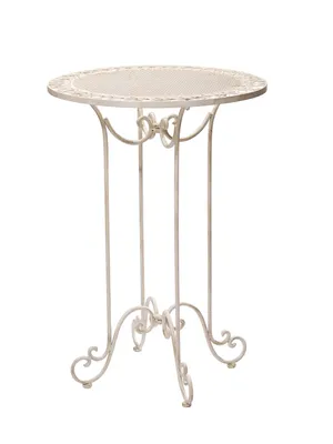 Produktbild von Stehtisch 101cm Eisen Gartentisch Bistrotisch antik Stil creme weiss iron table