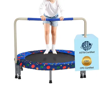 Produktbild von Kindertrampolin, 91 cm, zusammenklappbar, mit Handgriffen und rutschfesten Füßen – Mini-Trampolin – Indoor-Trampolin