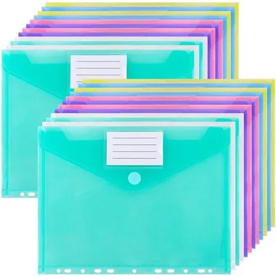 Produktbild von Transparente A4-Ordner 24-teilig, 6 Farben, Klettverschluss
