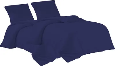 Produktbild von Bettwäsche 2er 135x200 + 2er 80x80 cm Dunkelblau Bettbezug Baumwolle, 4-teilig