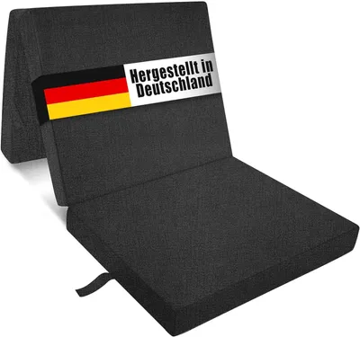 Produktbild von Klappmatratze, Gästematratze, 3-teilige Schaumstoff-Faltmatratze, klappbarer Sitzblock, faltbares Reisebett, Matratze, waschbarer Bezug, Anthrazit, 19