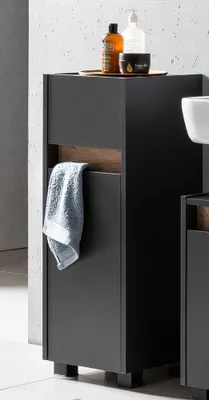 Produktbild von Badschrank CORATO-80 in Anthrazit mit Absetzung in Wildeiche Nb., B/H/T: ca. 30,2/84,8/33 cm