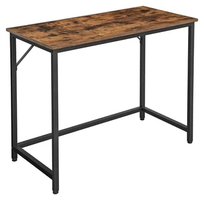 Obrázok produktu pre Vintage písací stôl, hnedý a čierny - drevotrieska - oceľ - 50 kg - 100 x 50 x 75 cm