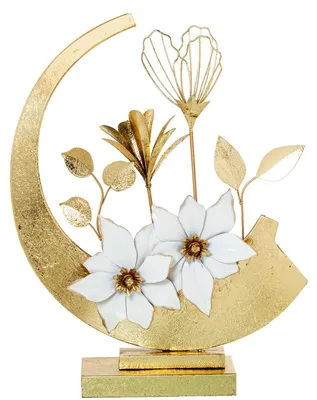 Tischdeko mit Metallblumen, gold, 12x41x52 cm