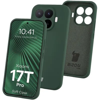 Produktbild von Silikon Handyhülle für Xiaomi 17T Pro, Bizon Soft Case, Dunkelgrün