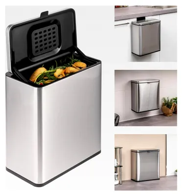 Produktbild von Biomülleimer 6L mit Geruchsfilter, zum Hängen, Stellen oder Kleben, Komposteimer, 3 Montagearten