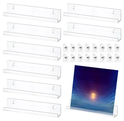 Imagen del producto de Soportes para discos de vinilo, juego de 8 unidades, 30,5 cm, acrílico transparente, para montaje en pared