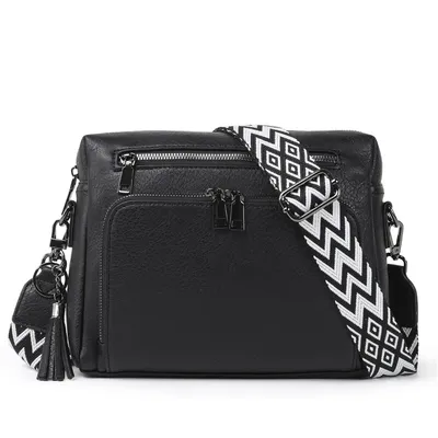 Produktbild von Schultertasche Damen Umhängetasche mit Verstellbar Abnehmbar Breiter Gurt Crossbody Bag Für Tägliches Arbeiten Verabredungen (Schwarz)