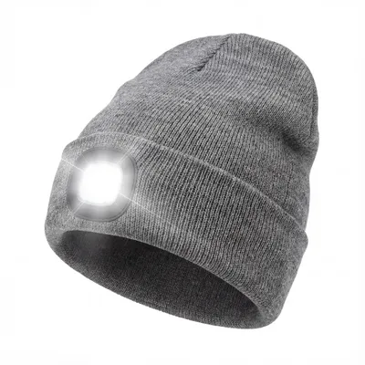 Produktbild von BEARWARE Mütze mit LED Licht, Strickmütze mit Stirnlampe, Herren & Damen, Beanie warm gefüttert für Joggen Camping Outdoor Sport, 3 Helligkeitsstufen, USB-Ladefunktion