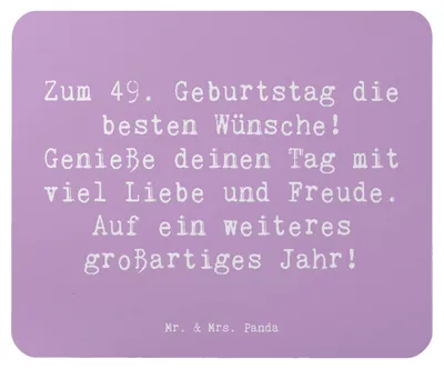 Produktbild von Mr. & Mrs. Panda Mouse Pad Spruch 49. Geburtstag Wünsche - Lavendeltraum - Geschenk, Mousepad, Geburtstagsfreude, Jubilar, Alter, Happy Birthday, laptop mauspad, pc