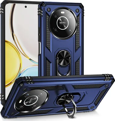 Produktbild von Honor X9 Hülle, Schiebe Kamera Schutz Schutzhülle mit Ringhalterung Ständer Kartenhalter für Honor X9 Blau