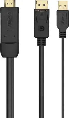 Produktbild von AISENS A122-0641, 1,8 m, HDMI Typ A (Standard), DisplayPort + USB Type-A, Männlich, Männlich, Gerade