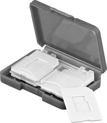 Produktbild von Goobay 95349 Speicherkarten-Transportbox, Transparent-Grau - passgenau für max. 4x SD / Micro SD / MMC-Karten