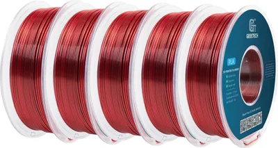 Produktbild von 3D-Drucker Filament - Silk PLA 1,75 mm - Zweifarbig Bicolor - ±0,03 mm - 5 kg Spule - Vakuumverpackt - Schwarz/Rot