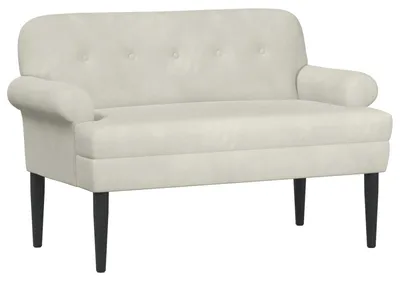 Immagine prodotto di Divano a due posti con cuciture a bottone, colore crema, 120 x 66 x 78 cm, rivestito in velluto