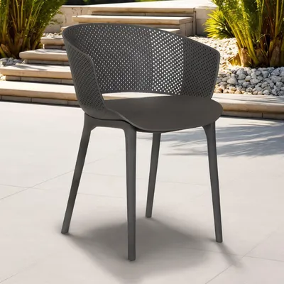 Produktbild von Gartenstuhl OLINDO 4er Set grau - In- & Outdoor Stühle aus Kunststoff, UV-Beständig und robust, Schalenstühle für Balkon, Terrasse oder Esszimmer