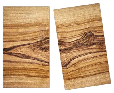Produktbild von Spritzschutz Herdabdeckplatte Schneidebrett aus Glas Holzstruktur 2-Teilig (60x52cm)
