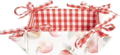 Produktbild von Clayre & Eef Brotkorb 35x35x8 cm Rot Weiß Baumwolle Apfel