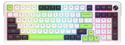 Produktbild von REDRAGON K686WBG-RGB-MAX Eisa Max, Kabellos, USB + RF Wireless + Bluetooth, Mechanischer Switch, Weiß, Schwarz