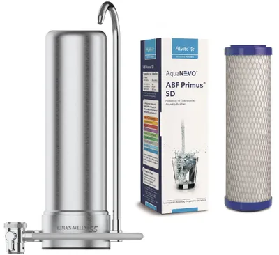 Produktbild von Auftischfilter HW-ATFS-02 aus Edelstahl mit Alvito Primus SD Wasserfilter
