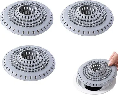 Produktbild von Famanu Abflussfilter 3 Stück, Silikon Haarfänger mit Saugnapf - für Dusche, Badewanne und Küche