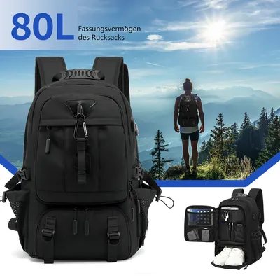 Produktbild von CMYbabee Rucksack Großer Laptop Rucksack 17.3 Zoll Handgepäck Rucksack Business Reiserucksack Wasserdichter Schulrucksack Laptoptasche 80L Schwarz