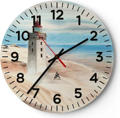 Produktbild von Wanduhr - Rund - Glasuhr - Laterne Meer Bild - 30x30cm - Schleichendes Uhrwerk - Lautlos - zum Aufhängen bereit - Dekoration Modern - Wanddekoration aus Glas - C4AR30x30-4764