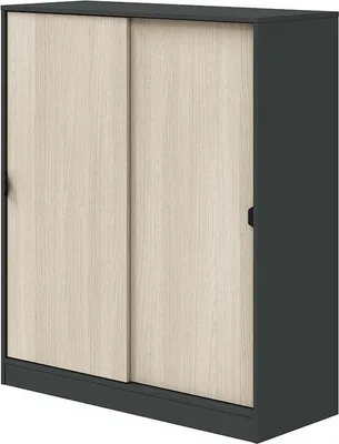 Produktbild von Schuhschrank >GARONA< 6 Fächer, Anthrazitgrau / Eiche Nachbildung - 100x119x40 (BxHxT)