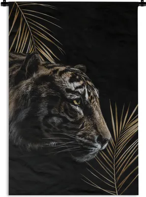 Produktbild von MuchoWow® Wandteppich Wandbehang Tiger - Seitenansicht - Pflanzen 90x135 cm Tapisserie Dekoration Wandtuch - Baumwolle - Wandskulptur