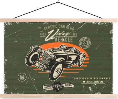 Produktbild von MuchoWow® Textilposter Oldtimer - Oldtimer - Auto 60x40 cm mit holzfarbenen Rahmen - Bilder