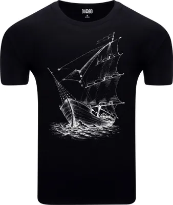 Produktbild von Diarbo Herren T-Shirt mit klassischem Druck Segelboot Schwarz Gr.L