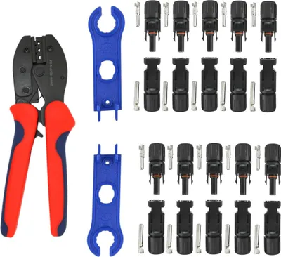 Produktbild von Solar Crimpzange + 10 Paar Solarstecker für Solarkabel + Schraubenschlüssel Werkzeug Set