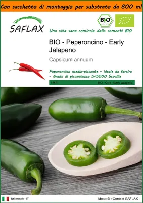 Immagine prodotto di SAFLAX Garden in the bag - BIO - Peperoncino - Early Jalapeno - 20 semi - Capsicum