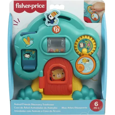 A Fisher-Price Animal Friends Discovery Treehouse toy is shown in its retail packaging.