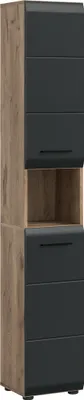 Produktbild von Hochschrank >Ice< in Nox Oak / Schwarz - 30x185x30cm (BxHxT)