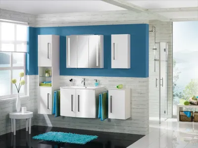 Zdjęcie produktu dla Umywalka FACKELMANN LUGANO / Umywalka z odlewanego marmuru / Wymiary (szer. x wys. x gł.): ok. 80 x 16 x 46 cm / Wysokiej jakości, wygięta umywalka do łazienki / Kolor: biały / Szerokość 80 cm