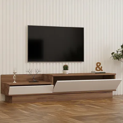 Image de Persico - Meuble TV, 160x35x35h cm Blanc, 2 Portes