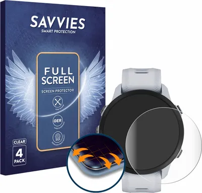 Produktbild von 4x Savvies Fullscreen Schutzfolie für Garmin Forerunner 955 Displayschutz Folie Fullcover Klar Transparent