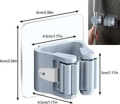 Produktbild von Selbstklebende Besenhalter, 4-teilig, blau, für Küche, Garten, Bad