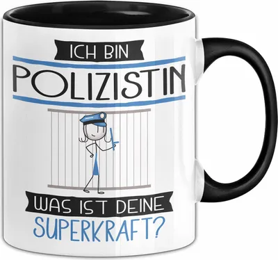 Produktbild von Polizistin Geschenk Tasse Ich Bin Polizistin Was Ist Deine Superkraft Geschenkidee Lustig Geburtstag Weihnachten (Schwarz)