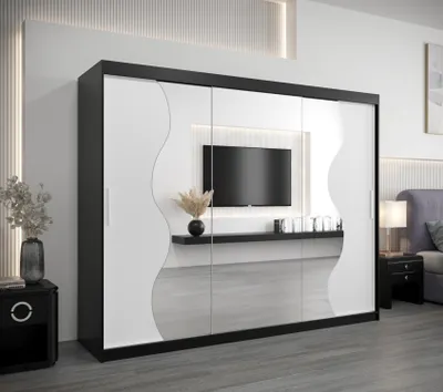 Obrázek produktu pro Šatní skříň ROZALIE - šířka 250 cm, černá / bílá