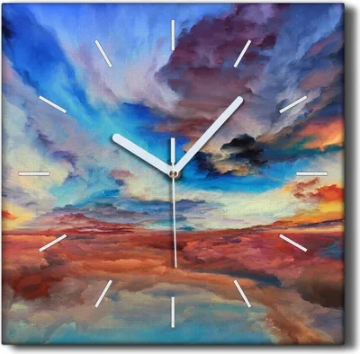 Produktbild von Coloray Hodiny Unikátní 30x30 cm  Tiché hodiny Pro obývací pokoj a kuchyň Nástěnné hodiny Plátno Černé ručičky hodin - Mraky