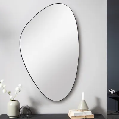 Produktbild von riess-ambiente Moderner Wandspiegel NOEMI 90cm schwarz asymmetrisches Design Spiegel Hängespiegel